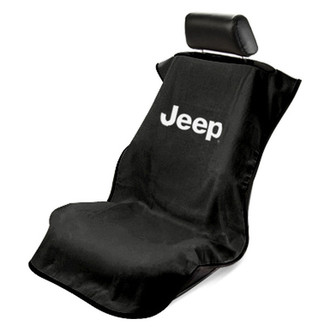 Seat Armour® - Black Towel Seat Cover with Jeep w/o Grille Logo