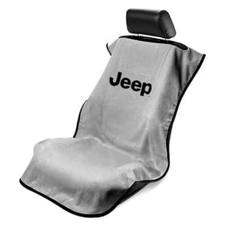 Seat Armour® - Gray Towel Seat Cover with Jeep w/o Grille Logo