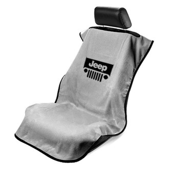Seat Armour® - Gray Towel Seat Cover with Jeep with Grille Logo