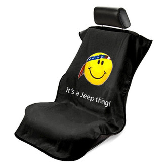 Seat Armour® - Black Towel Seat Cover with Jeep Smiley Face Logo