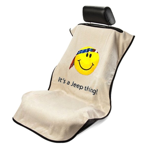  Seat Armour® - Tan Towel Seat Cover with Smiley Face Logo