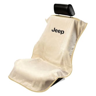 Seat Armour® - Tan Towel Seat Cover with Jeep w/o Grille Logo