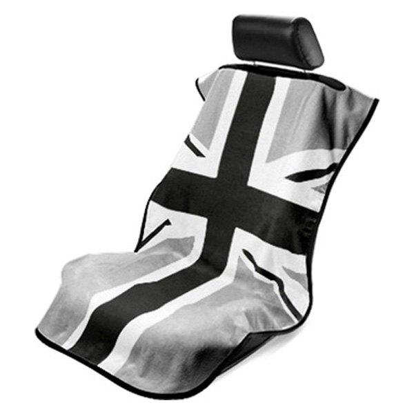  Seat Armour® - Black/White/Gray Towel Seat Cover with Uncolored British Flag