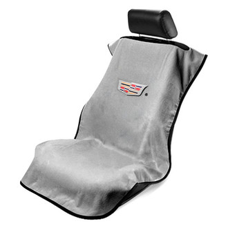 Seat Armour® - Gray Towel Seat Cover with Cadillac Logo