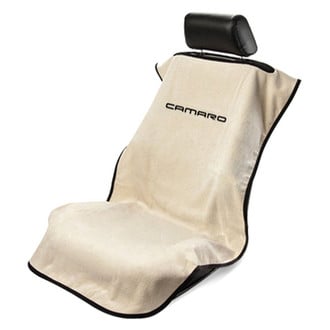 Seat Armour® - Tan Towel Seat Cover with New Style Camaro Logo