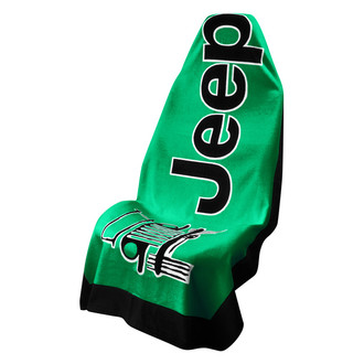 Seat Armour® - Towel 2 Go Green Seat Cover with Jeep Wrangler Logo