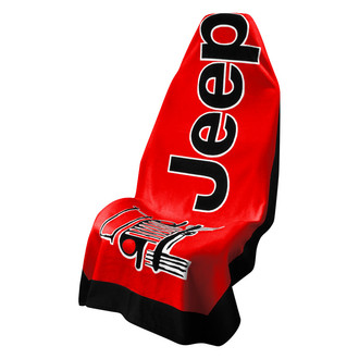 Seat Armour® - Towel 2 Go Red Seat Cover with Jeep Wrangler Logo