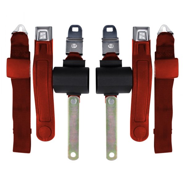 Seatbelt Solutions® - 2-Point Lap Belts with Manual Shoulder Belts and Center Lap, Flame Red