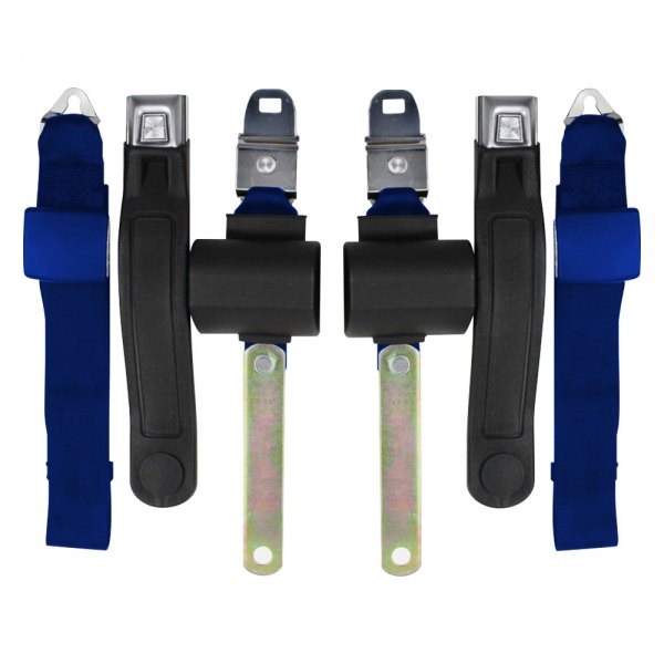 Seatbelt Solutions® - 2-Point Lap Belts with Manual Shoulder Belts and Center Lap, Dark Blue