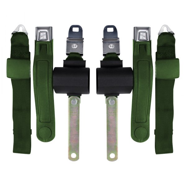 Seatbelt Solutions® - 2-Point Lap Belts with Manual Shoulder Belts and Center Lap, Green