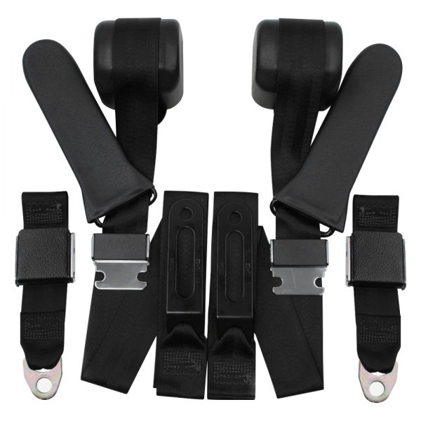 Seatbelt Solutions® - 3-Point Bucket Seat Belt Conversion Kit, Black