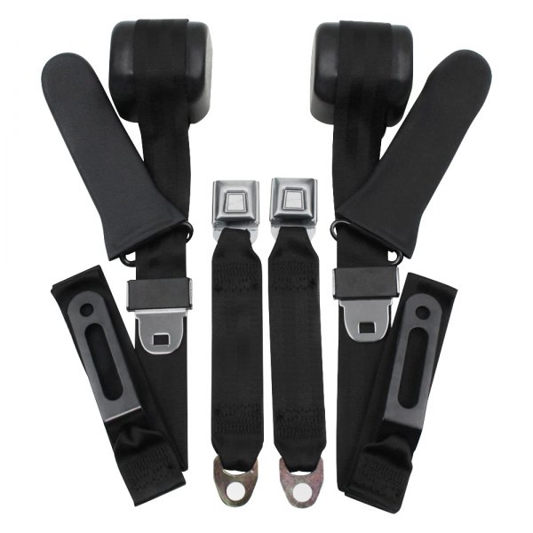 Seatbelt Solutions® - 3-Point Bench Seat Belt Conversion Kit with Center Lap, Black