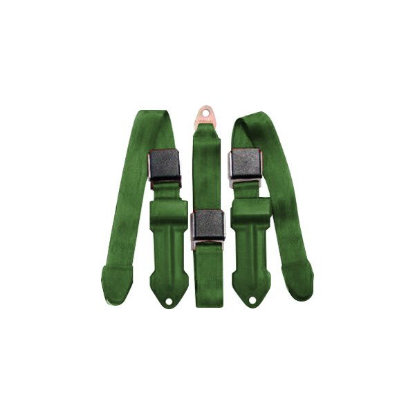 Seatbelt Solutions® - 2-Point Retractable Front Seat Belts with Center Lap, Green