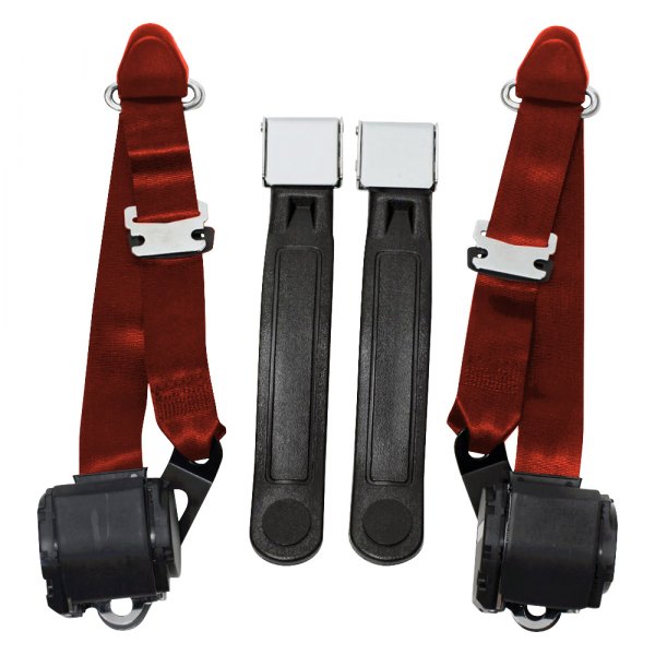 Seatbelt Solutions® - 3-Point Seat Belts Conversion Kit, Flame Red