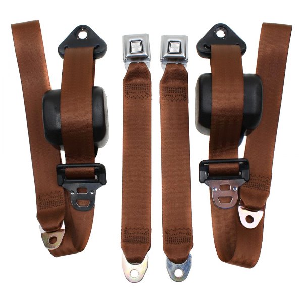  Seatbelt Solutions® - 3-Point Front Retractable Seat Belts and Buckle Ends, Saddle