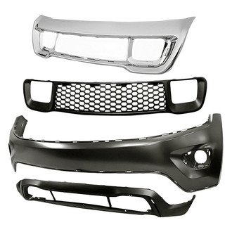 Sherman® - 4-Piece (Front Upper and Lower Bumper Cover, Front Bumper Grille, Grille Frame) (Value Line)