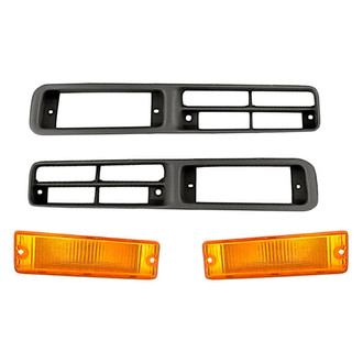 Sherman® - 4-Piece (Front Driver and Passenger Side Turn Signal/Parking Light, Front Inner and Outer Fog Light Bezel) (Value Line)