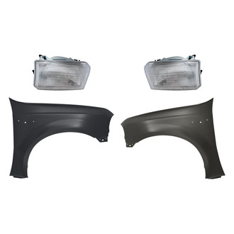 Sherman® - 4-Piece Kit (Driver and Passenger Side Headlights, Driver and Passenger Side Fenders) (CAPA Certified)