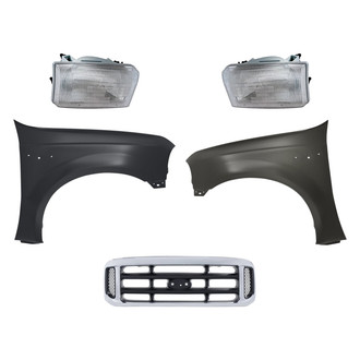 Sherman® - 5-Piece Kit (Driver and Passenger Side Headlights, Grille, Driver and Passenger Side Fenders) (CAPA Certified)