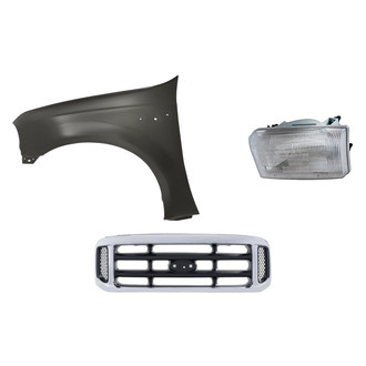 Sherman® - 3-Piece Kit (Driver Side Headlight, Grille, Front Driver Side Fender) (CAPA Certified)