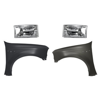 Sherman® - 4-Piece Kit (Driver and Passenger Side Headlights, Driver and Passenger Side Fenders) (CAPA Certified)