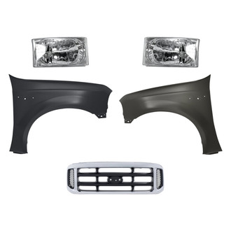 Sherman® - 5-Piece Kit (Driver and Passenger Side Headlights, Grille, Driver and Passenger Side Fenders) (CAPA Certified)