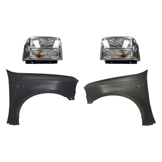 Sherman® - 4-Piece Kit (Driver and Passenger Side Headlights, Driver and Passenger Side Fenders) (CAPA Certified)