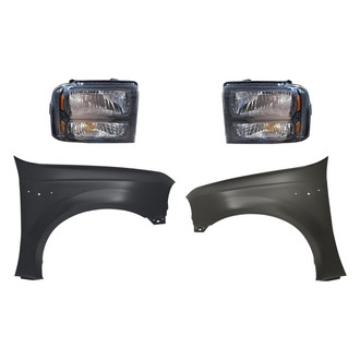 Sherman® - 4-Piece Kit (Driver and Passenger Side Headlights, Driver and Passenger Side Fenders) (CAPA Certified)