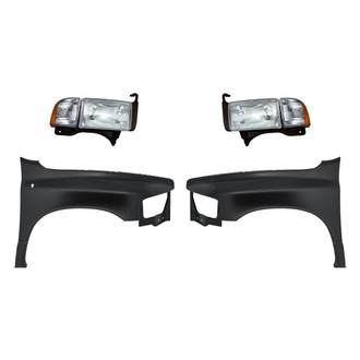 Sherman® - 4-Piece Kit (Driver and Passenger Side Headlights, Driver and Passenger Side Fenders) (CAPA Certified)