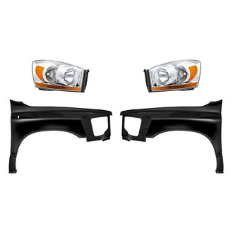 Sherman® - 4-Piece Kit (Driver and Passenger Side Headlights, Driver and Passenger Side Fenders) (CAPA Certified)