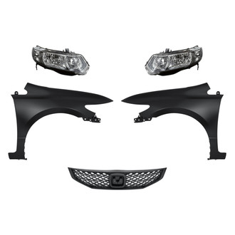 Sherman® - 5-Piece Kit (Driver and Passenger Side Headlights, Grille, Driver and Passenger Side Fenders) (CAPA Certified)