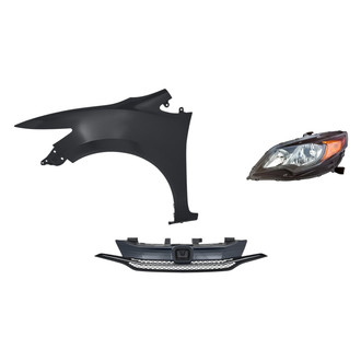 Sherman® - 3-Piece Kit (Driver Side Headlight, Grille, Front Driver Side Fender) (CAPA Certified)