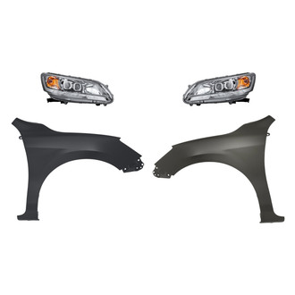 Sherman® - 4-Piece Kit (Driver and Passenger Side Headlights, Driver and Passenger Side Fenders) (CAPA Certified)