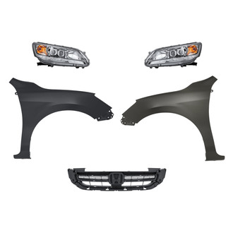 Sherman® - 5-Piece Kit (Driver and Passenger Side Headlights, Grille, Driver and Passenger Side Fenders) (CAPA Certified)