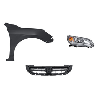 Sherman® - 3-Piece Kit (Passenger Side Headlight, Grille, Front Passenger Side Fender) (CAPA Certified)
