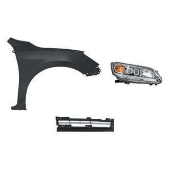 Sherman® - 3-Piece Kit (Passenger Side Headlight, Passenger Side Lower Grille Insert, Front Passenger Side Fender) (CAPA Certified)