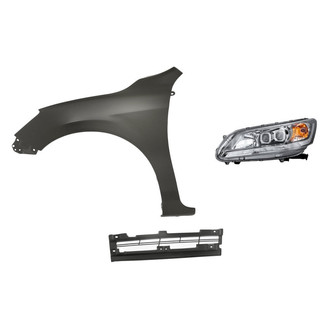 Sherman® - 3-Piece Kit (Driver Side Headlight, Driver Side Lower Grille Insert, Front Driver Side Fender) (CAPA Certified)