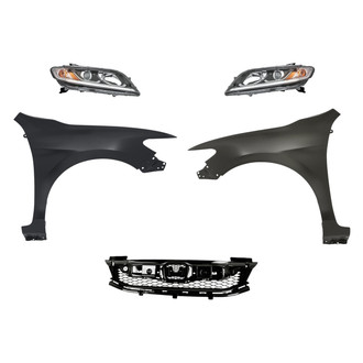 Sherman® - 5-Piece Kit (Driver and Passenger Side Headlights, Grille, Driver and Passenger Side Fenders) (CAPA Certified)