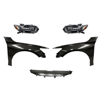 Sherman® - 5-Piece Kit (Driver and Passenger Side Headlights, Upper Grille Cover, Driver and Passenger Side Fenders) (CAPA Certified)