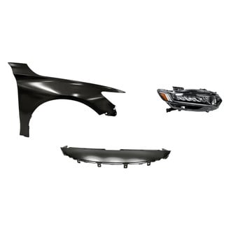 Sherman® - 3-Piece Kit (Passenger Side Headlight, Upper Grille Cover, Front Passenger Side Fender) (CAPA Certified)
