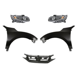 Sherman® - 5-Piece Kit (Driver and Passenger Side Headlights, Grille, Driver and Passenger Side Fenders) (CAPA Certified)