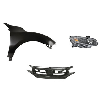Sherman® - 3-Piece Kit (Passenger Side Headlight, Grille, Front Passenger Side Fender) (CAPA Certified)