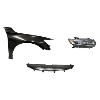 Sherman® - 3-Piece Kit (Passenger Side Headlight, Upper Grille Cover, Front Passenger Side Fender) (CAPA Certified)