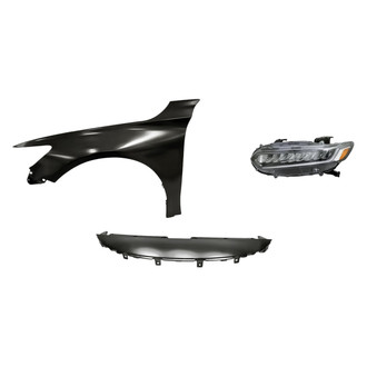 Sherman® - 3-Piece Kit (Driver Side Headlight, Upper Grille Cover, Front Driver Side Fender) (CAPA Certified)