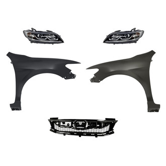Sherman® - 5-Piece Kit (Driver and Passenger Side Headlights, Grille, Driver and Passenger Side Fenders) (CAPA Certified)