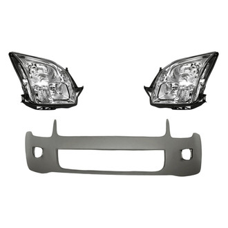 Sherman® - 3-Piece Kit (Driver and Passenger Side Headlights, Front Bumper Cover) (CAPA Certified)