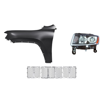 Sherman® - 3-Piece Kit (Driver Side Headlight, Grille, Front Driver Side Fender) (CAPA Certified)