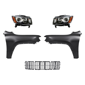Sherman® - 5-Piece Kit (Driver and Passenger Side Headlights, Grille, Driver and Passenger Side Fenders) (CAPA Certified)