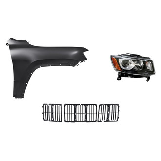 Sherman® - 3-Piece Kit (Passenger Side Headlight, Grille, Front Passenger Side Fender) (CAPA Certified)