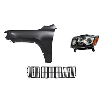Sherman® - 3-Piece Kit (Driver Side Headlight, Grille, Front Driver Side Fender) (CAPA Certified)